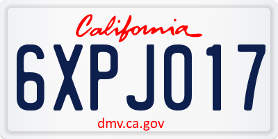 CA license plate 6XPJ017