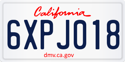 CA license plate 6XPJ018