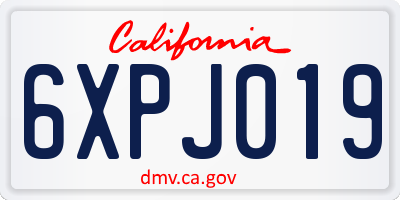 CA license plate 6XPJ019