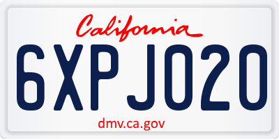 CA license plate 6XPJ020