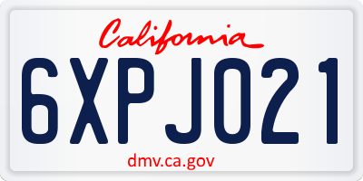 CA license plate 6XPJ021