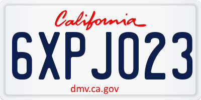 CA license plate 6XPJ023