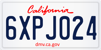 CA license plate 6XPJ024