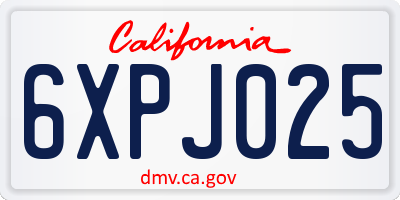 CA license plate 6XPJ025