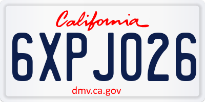 CA license plate 6XPJ026
