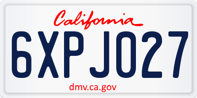 CA license plate 6XPJ027