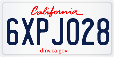 CA license plate 6XPJ028