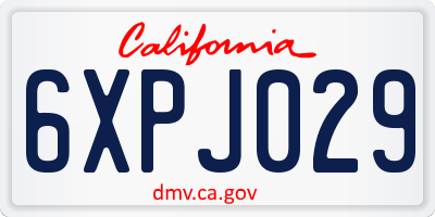 CA license plate 6XPJ029