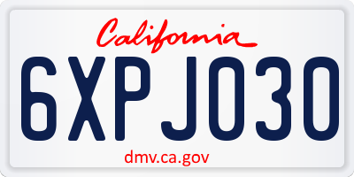 CA license plate 6XPJ030