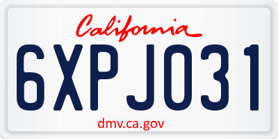 CA license plate 6XPJ031