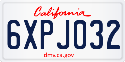 CA license plate 6XPJ032