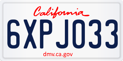 CA license plate 6XPJ033