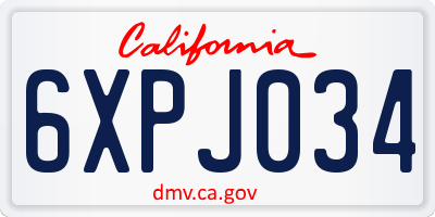 CA license plate 6XPJ034