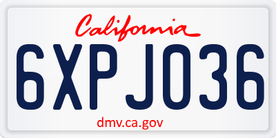 CA license plate 6XPJ036