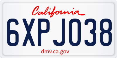 CA license plate 6XPJ038