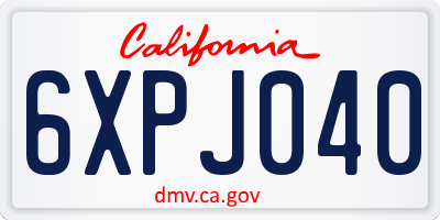 CA license plate 6XPJ040