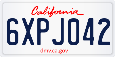 CA license plate 6XPJ042