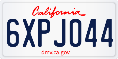 CA license plate 6XPJ044