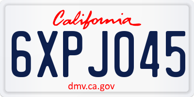 CA license plate 6XPJ045