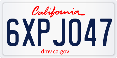 CA license plate 6XPJ047