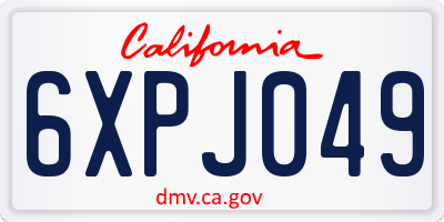 CA license plate 6XPJ049