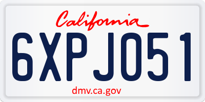 CA license plate 6XPJ051