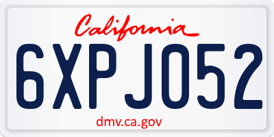 CA license plate 6XPJ052