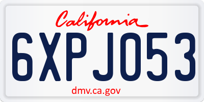 CA license plate 6XPJ053