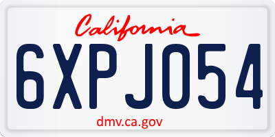 CA license plate 6XPJ054