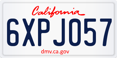CA license plate 6XPJ057