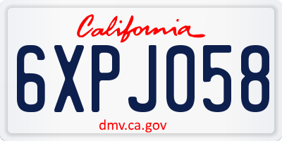 CA license plate 6XPJ058