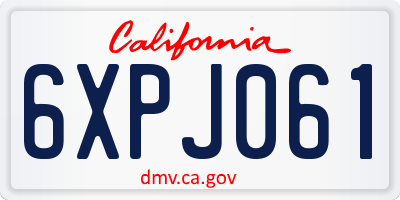 CA license plate 6XPJ061