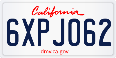 CA license plate 6XPJ062