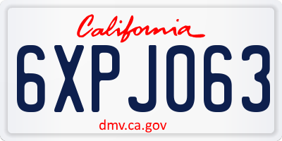 CA license plate 6XPJ063