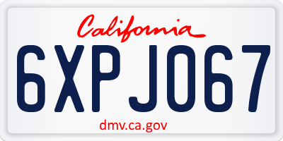CA license plate 6XPJ067