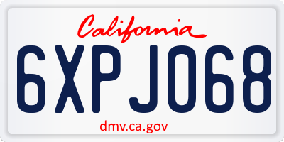 CA license plate 6XPJ068