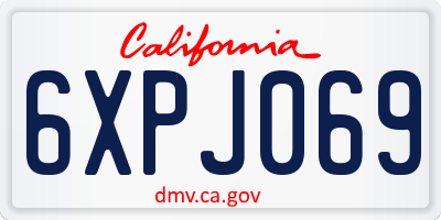 CA license plate 6XPJ069