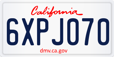 CA license plate 6XPJ070