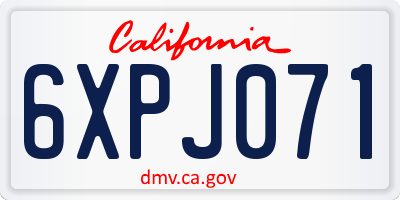 CA license plate 6XPJ071