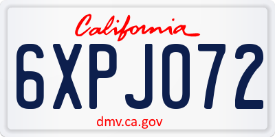 CA license plate 6XPJ072