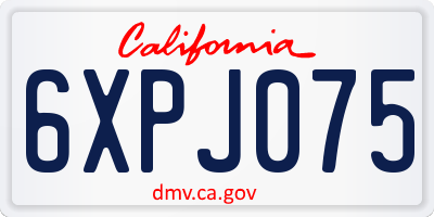 CA license plate 6XPJ075