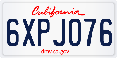 CA license plate 6XPJ076