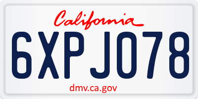 CA license plate 6XPJ078