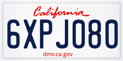 CA license plate 6XPJ080