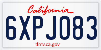 CA license plate 6XPJ083