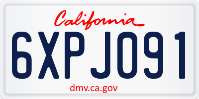 CA license plate 6XPJ091
