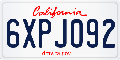 CA license plate 6XPJ092