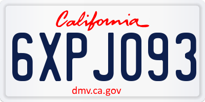 CA license plate 6XPJ093