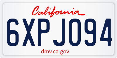 CA license plate 6XPJ094