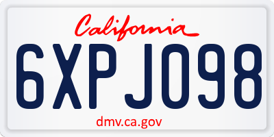 CA license plate 6XPJ098